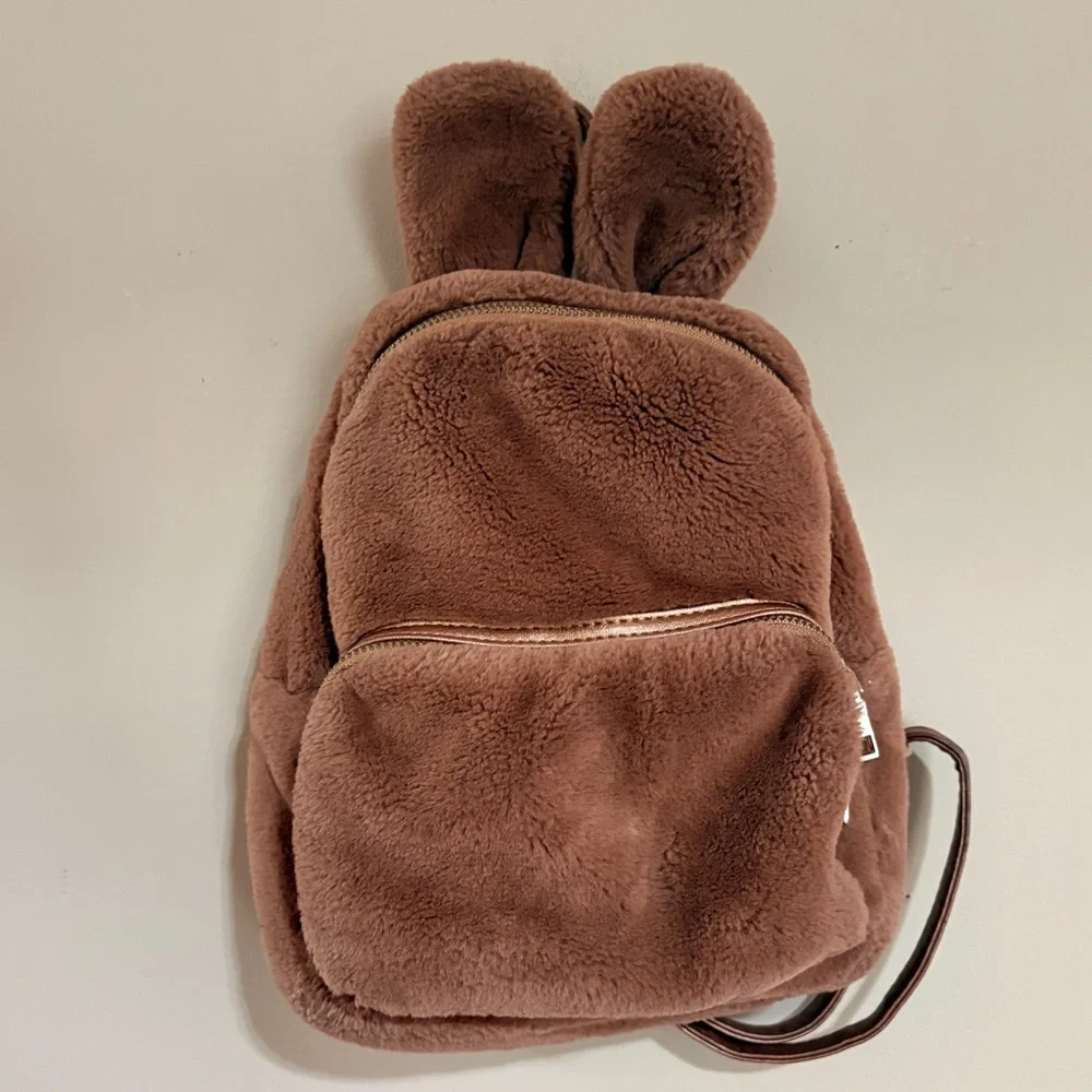 Bunny Ears Brown Plush Mini-Backpack Spring Easter